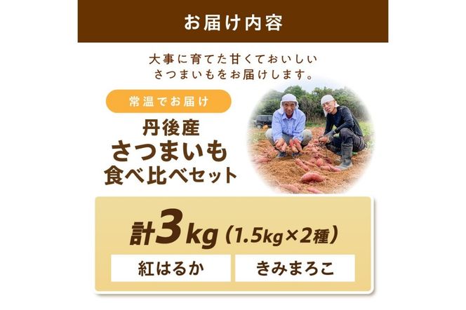 【食べ比べ】紅白 きみまろこと紅はるかのさつまいもセット 3kg 2026年2月中旬～配送　AM00683_02