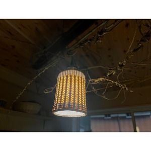豊岡杞柳細工 育てる照明『sun pillar』照明金具：引掛けシーリングタイプ（E26口金） / ランプシェード 照明金具・電球付き 柳 円柱形 伝統工芸品 天然素材 行李柳 コオリヤナギ