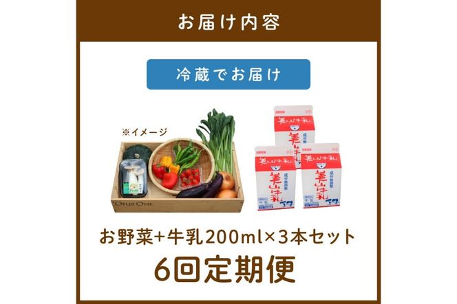 【定期便】合計6回お届け　有機野菜・京野菜の『京都やおよし』のお野菜＆牛乳200ml×3本の詰め合わせ　AA00044