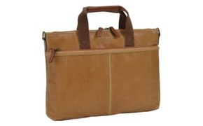 ブレリアス　白化合皮横型薄マチ手提げ（26673-10）キャメル