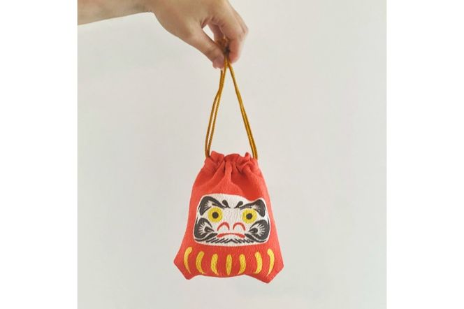 丹後ちりめん 祭巾着（だるま） サイズ：約17cm×13cm　	DZ00027-02