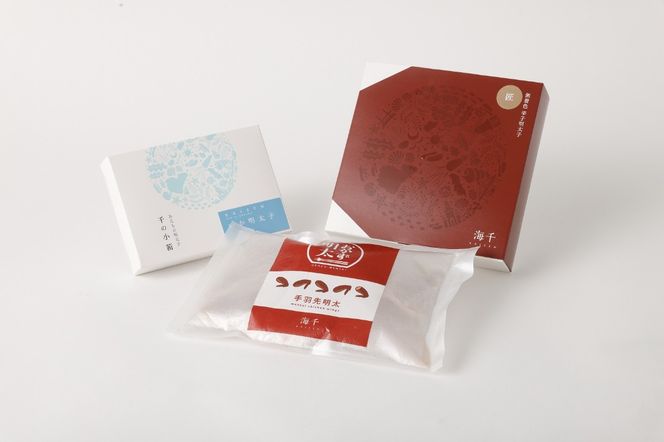 うまかもんセット（樽入り無着色辛子明太子「匠」・いか明太子・手羽先明太子）【海千】_HA0344