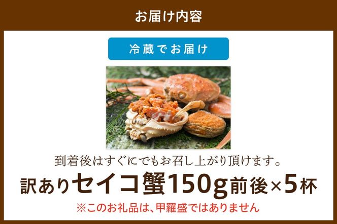 【期間エリア限定！訳あり】厳選！絶品！ 釜茹で セイコ蟹5杯　YK00429