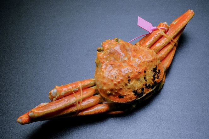 【蟹の匠 魚政】魚政BLACK 茹でズワイガニ〈急速冷凍〉中サイズ 1杯【姿のまま】カニ酢付き　UO01327