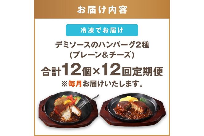 【J8-004】飯塚市王道ハンバーグセットA【12カ月定期便】