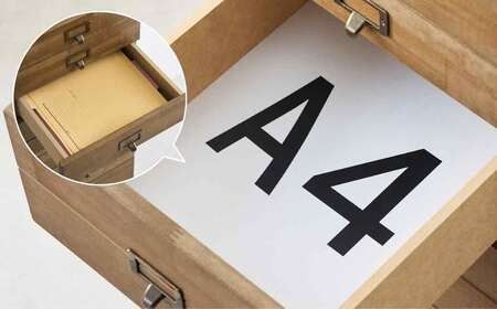 天然木チェスト 6段 A4サイズ ライトブラウン・木脚・取っ手C(ブロンズハンドル)