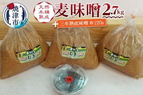 a10-440　味噌 麦 手造り 職人 約900g×3袋+3年 熟成味噌 約120g