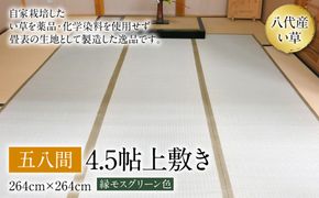 い草 上敷き 五八間 4.5帖 264cm×264cm 縁モスグリーン色 イグサ 畳 敷物 ござ マット カーペット 熊本県 八代市 特産品 国産 日本製