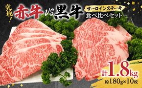 究極！あか牛VS黒牛 ステーキ 食べ比べセット（2）1.8kg 和王