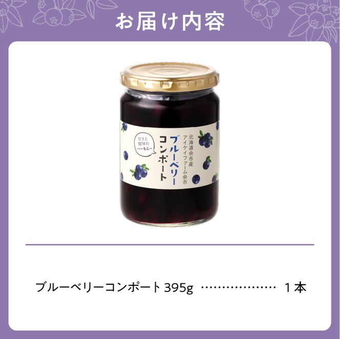 アイケイファーム余市 ブルーベリーコンポート  ブルーベリー コンポート_Y111-0001パン ヨーグルト トッピング 酸味 甘み やさしい香り フルーツ 果物 瓶詰 お取り寄せ プレゼント 