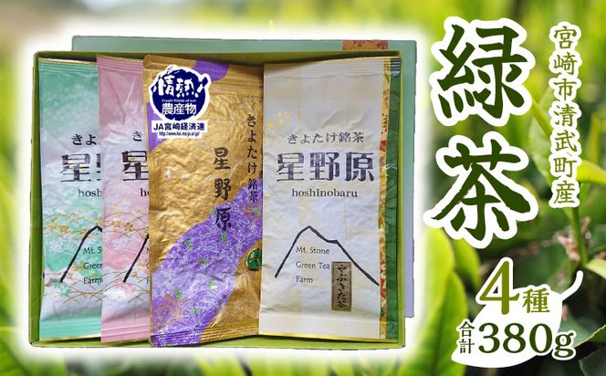 宮崎市 清武町産 緑茶4点セット 計380g_M211-001