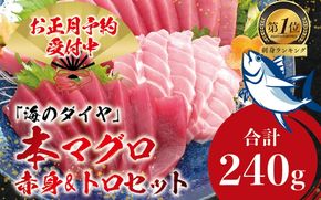 本マグロ（養殖）トロ＆赤身セット 240g 【12月26日～30日に発送】高級 クロマグロ  中トロ まぐろ マグロ 鮪 刺身 赤身 柵 じゃばらまぐろ 本マグロ 本鮪【nks113B-sg】