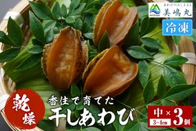 《12/21まで年内発送》【干しあわび 3個入り 中サイズ 冷凍】発送目安：入金確認後2週間以内 国産 香住 山陰 アワビ 鮑 あわび 乾燥 乾燥あわび 干し鮑 中華料理 高級食材 縁起物 兵庫県 香美町 美嶋丸 20-14