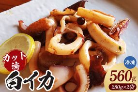 【カット済・やわらか白イカ（生凍結）280g×2袋（冷凍）】ご入金確認後、順次発送 下処理済み 産地直送 鮮度抜群 白いか いか イカ 大人気 ふるさと納税 兵庫県 香美町 香住 山米鮮魚 74-20