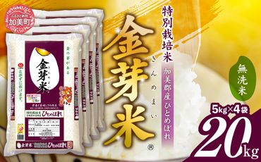 米 無洗米 金芽米 令和6年 宮城県 加美産 ひとめぼれ 特別栽培米 20kg  ( 5kg × 4袋 ) [ 宮城県 加美町 ]  お米 こめ コメ 精米 白米 玄米 きんめまい おすすめ 新米 ナ