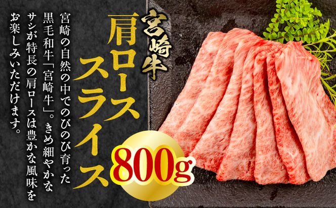 【期間限定】宮崎牛肩ローススライス400g×2 宮崎県産黒毛和牛こま切れ100g×2 合計1kg_M132-021-UP