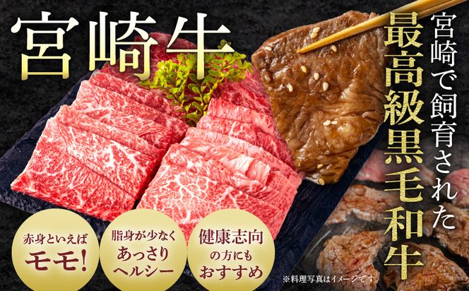 【期間限定】宮崎牛モモ焼肉500g 宮崎県産黒毛和牛こま切れ100g 合計600g_M132-024-UP