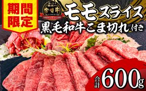 【期間限定】宮崎牛モモスライス500g 宮崎県産黒毛和牛小間切れ100g 合計600g_M132-025-01-UP