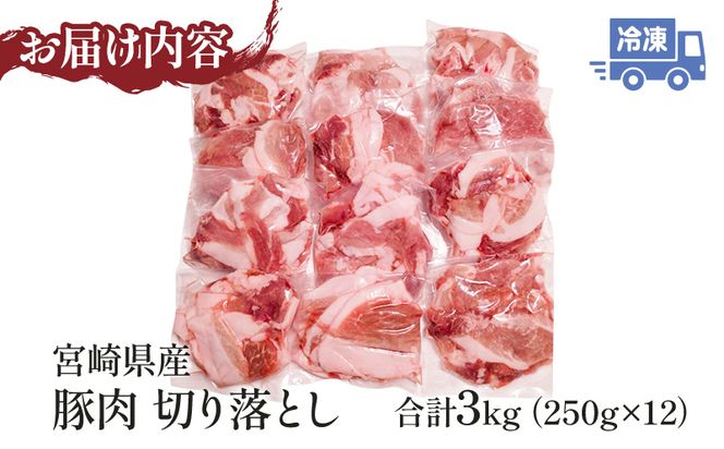 宮崎県産豚肉切り落とし 250g×12 合計3kg_M144-003
