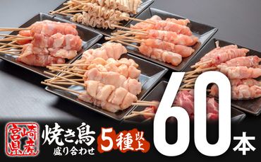 宮崎県産若鶏 焼き鳥5種(60本)　バラエティーセット_M146-016