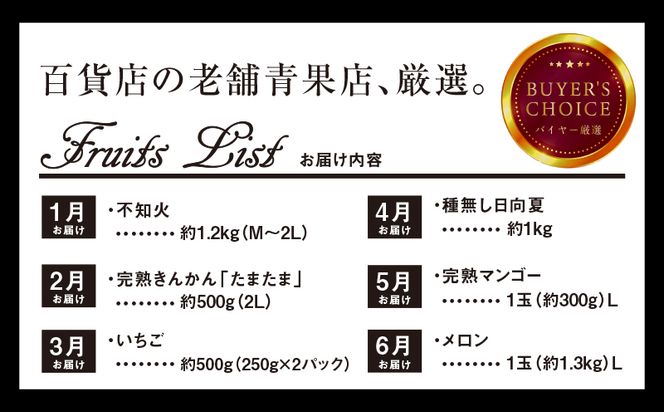 《2025年発送先行予約》【期間・数量限定】贈答用にもオススメ!バイヤー厳選!「フルーツ定期便」(全6回)_M153-T011