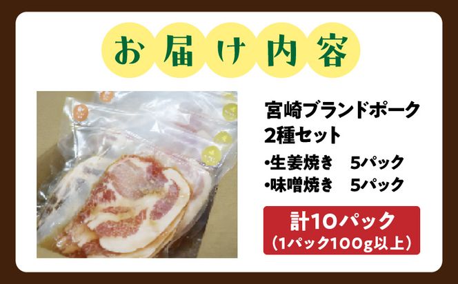 宮崎ブランドポーク2種セット　生姜焼き・味噌焼きセット　計10パック（1パック100g以上）_M199-002