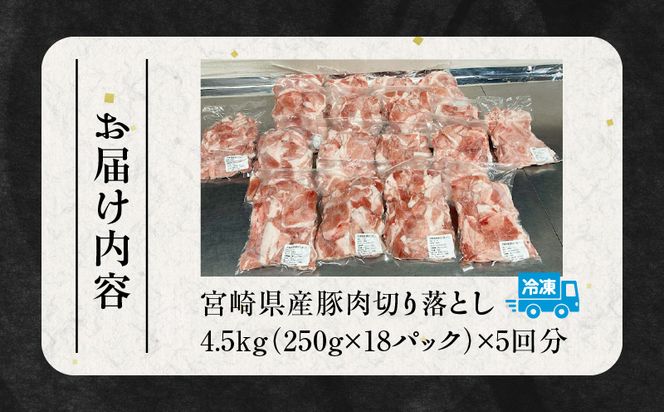 宮崎県産豚肉切り落とし4.5kg定期便　5ヶ月_M262-T002