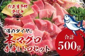 本マグロ（養殖）トロ＆赤身セット 500g 【12月26日～30日に発送】 / 高級 クロマグロ 中トロ 中とろ まぐろ マグロ 鮪 刺身 赤身 柵 じゃばらまぐろ 本マグロ 本鮪【nks110B-sg】