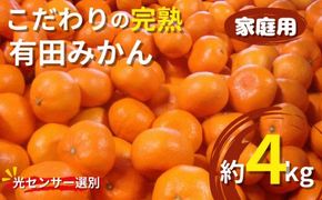 ＼光センサー選別／ 【農家直送】＼発送時期が選べる／ 【家庭用】こだわりの有田みかん 約4kg＋250g(傷み補償分) サイズ混合 【11月･12月･1月から選択可能】【nuk148A】