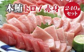 本マグロ（養殖）トロ＆赤身セット 240g 【1か月以内に発送】/ 本マグロ 冷凍 まぐろ マグロ 鮪 中トロ 赤身 【nks113B】