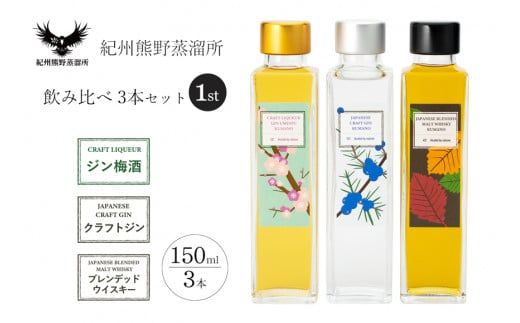 紀州熊野蒸留所 飲み比べ 150ml 3本セット【prm026】