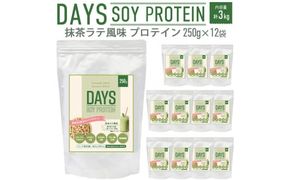 DAYS SOY PROTEIN 抹茶ラテ 風味 計3kg（250g×12袋）プロテイン ワークアウト 筋肉 筋トレ 減量