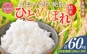 【3回定期便】 精米 令和6年産 宮城県産ひとめぼれ 計60kg (10kg×2袋)×3回 [菅原商店 宮城県 加美町 ]  | sg00001-r601-20kg-3