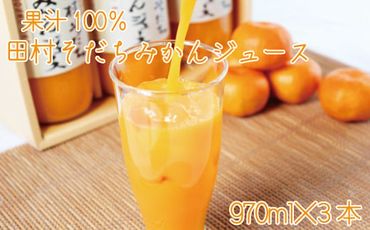 果汁100%　田村そだちみかんジュース　970ml×3本【uot203】