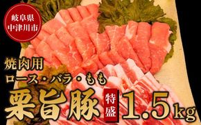 チルド便でお届け！中津川産ブランド豚【栗旨豚】特盛1.5キロ！焼肉用 F4N-1234