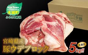 ★スピード発送!!７日～10日営業日以内に発送★＜宮崎県産豚ウデブロック５kg超! K16_0014_10