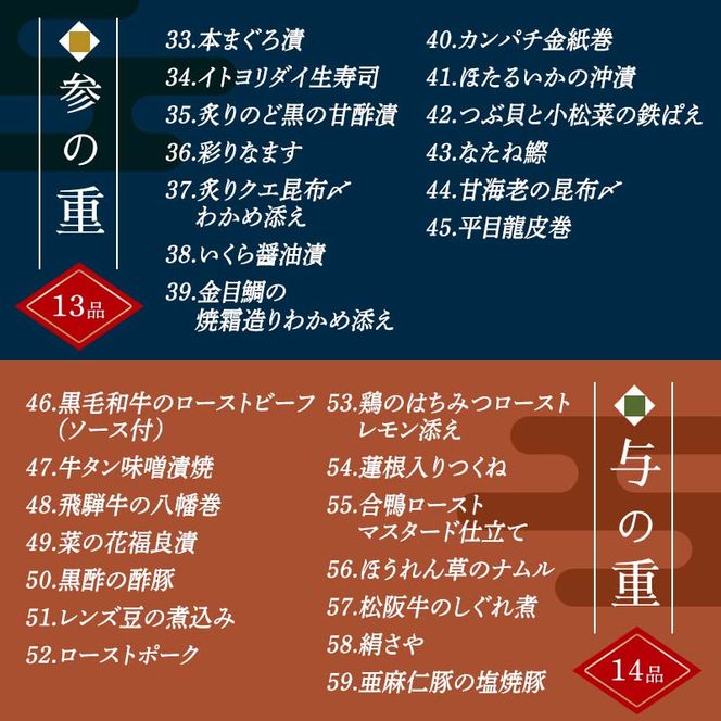 ＜タカシマヤオリジナル＞おせち料理「山海の幸づくし」 お正月 59品目 海鮮 和食 洋食 4～5人前 冷凍 F4N-1660