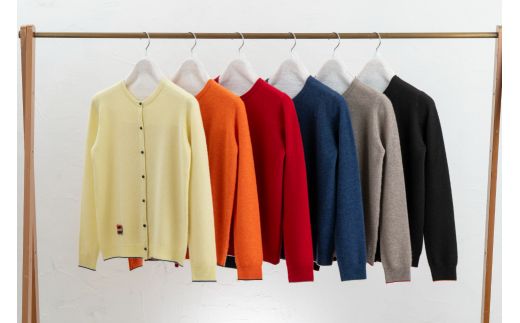 ラウンドネック カーディガン(コゲチャ)女性用サイズ:LL(42)≪白田のカシミヤ≫