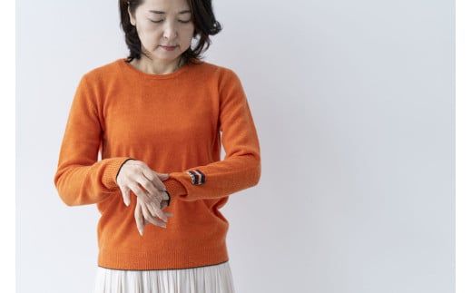 ラウンドネックプルオーバー(キャロット)女性用サイズ:S(36)≪白田のカシミヤ≫