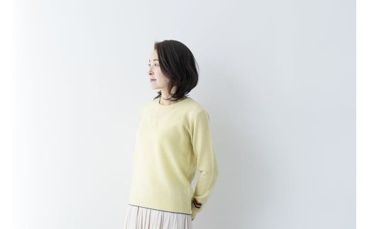 ラウンドネックプルオーバー(L.イエロー)女性用サイズ:M(38)≪白田のカシミヤ≫