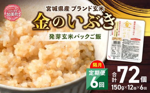 米 【 6回 隔月 定期便 】 宮城県産 金のいぶき 発芽玄米 パックごはん 12個×6回 総計72個 [ JA加美よつば（生活課） 宮城県 加美町 yo00005-6k]  レトルト ごはん ご飯 