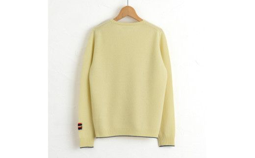 ラウンドネックプルオーバー(L.イエロー )男性用サイズ:M(42)≪白田のカシミヤ≫