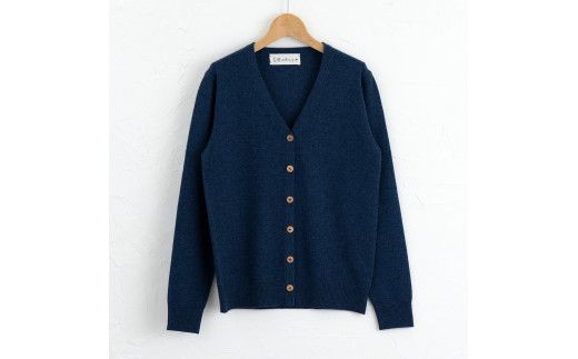 Vネック カーディガン 度詰(ブルー )女性用サイズ:M(38)≪白田のカシミヤ≫