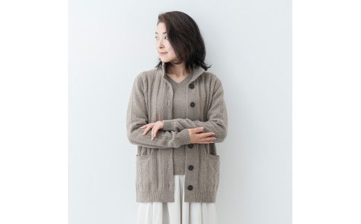 スタンドカラージャケット(コルク) 女性用サイズ:L(40) ≪白田のカシミヤ≫