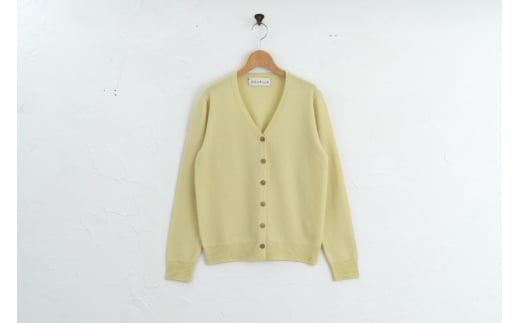 Vネック カーディガン   度詰（L.イエロー）女性用サイズ:M(38)≪白田のカシミヤ≫