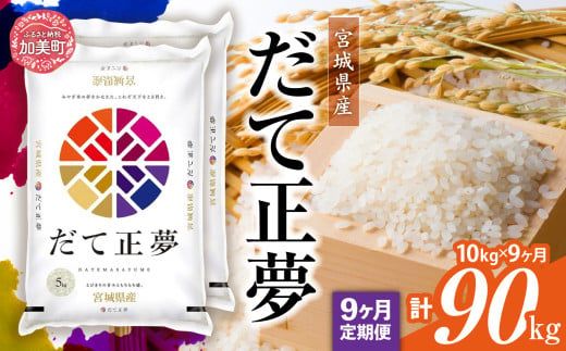 【定期便9回】令和6年産 宮城県産 だて正夢 10kg(5kg×2）×9回  [ カメイ 宮城県 加美町 ]  お米 こめ コメ 精米 白米 だてまさむね | km00015-r6-10kg-9