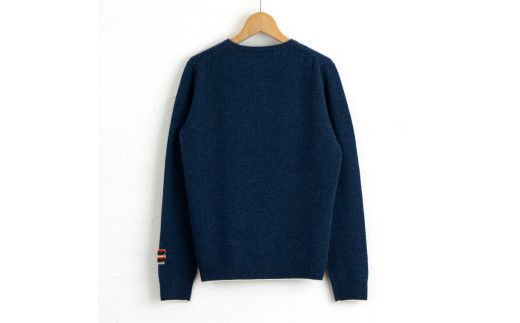 ラウンドネックプルオーバー（ブルー)男性用サイズ:L(44)≪白田のカシミヤ≫