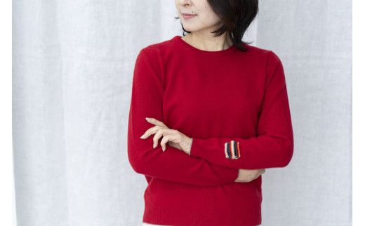 ラウンドネックプルオーバー(レッド)女性用サイズ:S(36)≪白田のカシミヤ≫