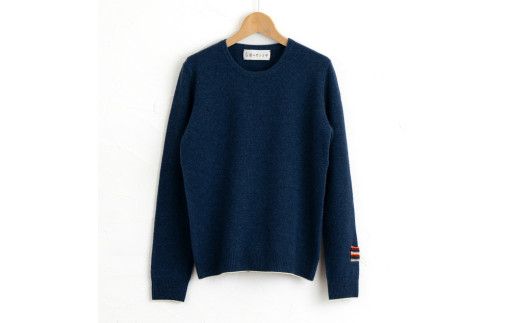 ラウンドネックプルオーバー(ブルー)女性用サイズ:LL(42)≪白田のカシミヤ≫