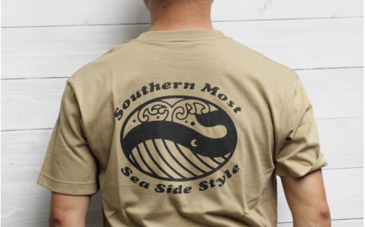 くじらのTシャツ親子2枚セット（大人Sサイズ サンドカーキ×子供130サイズ サンドカーキ）【hok134-brs-130】